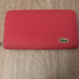 Lacoste Women’s Billfold Zip Around Wallet Dark Pink